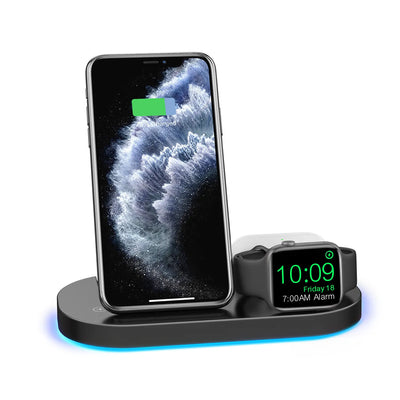 Sleek 15W folding charging dock designed to wirelessly power three Apple devices simultaneously

