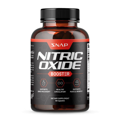 Nitric Oxide supplement by Snap Supplements designed to support blood flow, endurance, and cardiovascular performance